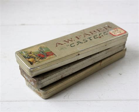 vintage metal pencil box|old fashioned pencil box.